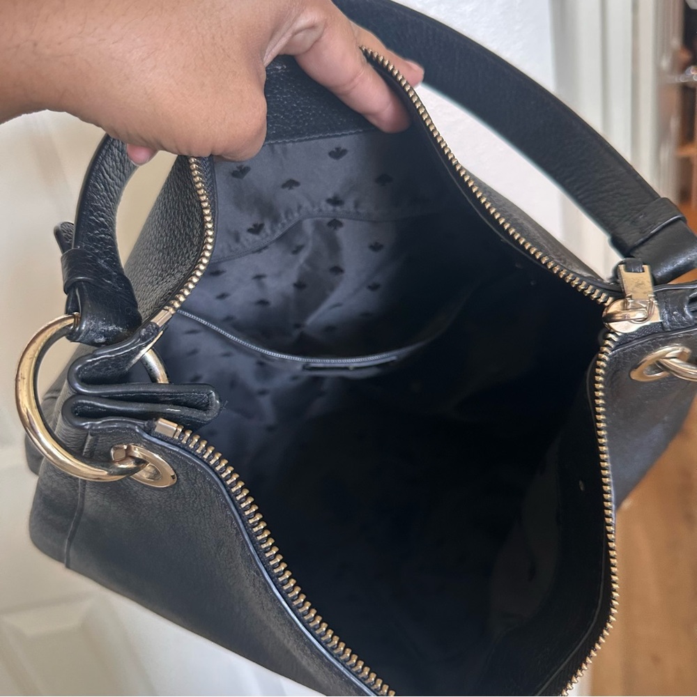 Kate Spade Black leather pebbled large Shoulder Bag Gold Hardware - Picture 10 of 12